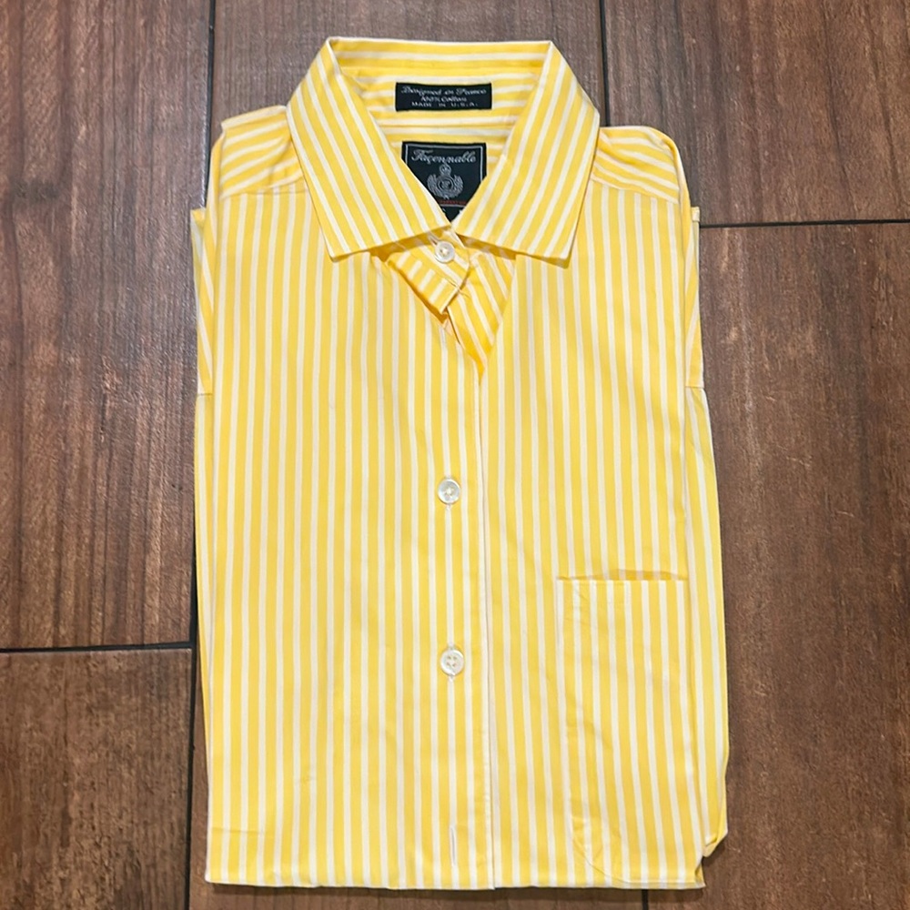 Faconnable yellow pin stripe shirt